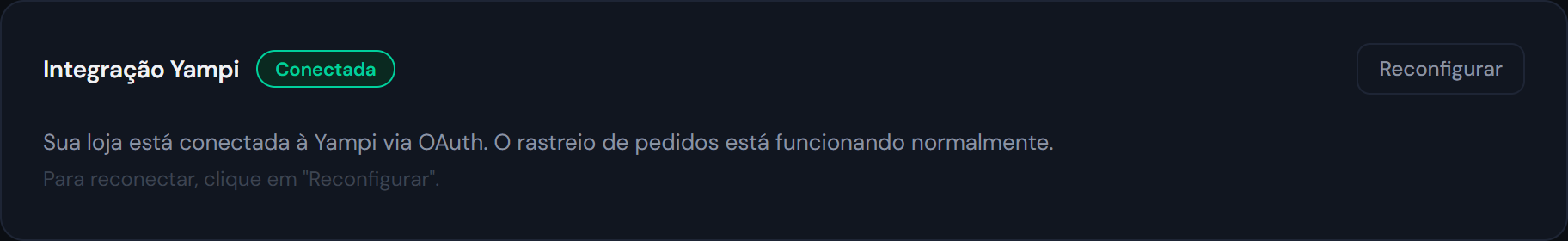 Painel EnviouAí — integração Yampi configurada